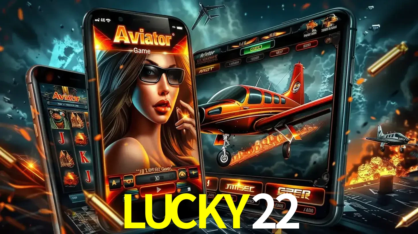 O popular jogo de apostas Aviator exibido em vários celulares e tablets, mostrando a interface emocionante e a ação de voo disponíveis para jogar agora no LUCKY22.